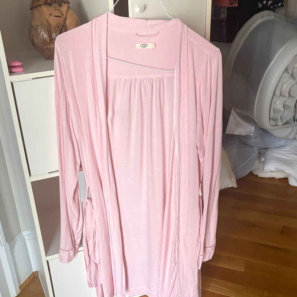 UGG Soft Pink Open-Front Knit Robe